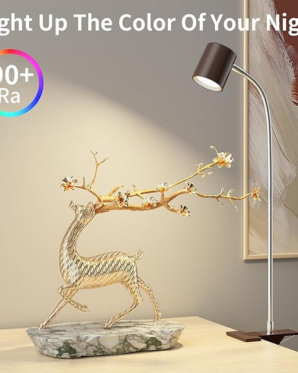 Dott Arts Desk Lamp,USB Clip On Light with 3 Color Modes,LED 10 Levels Brightness Reading Lamp, 360° Gooseneck Book Light,Eye-Care Reading Light for Home Office,Headboards Brown - LeafyLoom
