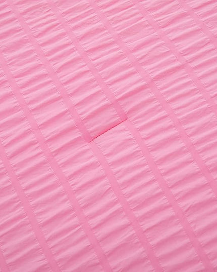 Pink Comforter Sets King Size, Pink Seersucker Bedding Set 3-Pieces Bed in a Bag Microfiber Lightweight Comforter All Season Bedding Sets with 2 Pillowcases - LeafyLoom