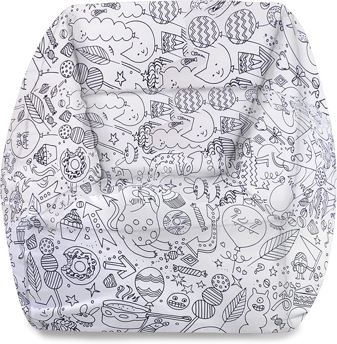 Posh Creations Structured Comfy Bean Bag Chair for Gaming, Reading, and Watching TV, Coronado Chair, Canvas Coloring Fabric - Creatures - LeafyLoom