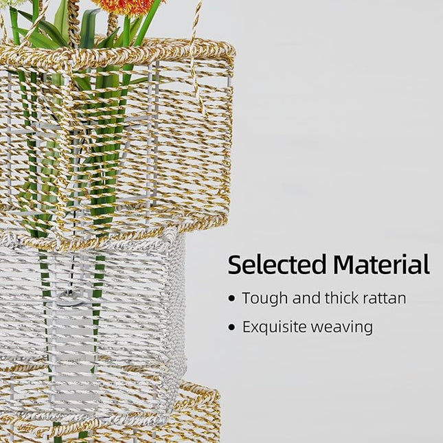 Modern Decorative Rattan Floor Lamp: Pastoral Hand-Woven Flower Night Light - Creative Standing Smart Corner Lamp for Reading Living Room Bedroom Tea Room Club Office Sofa Side - LeafyLoom