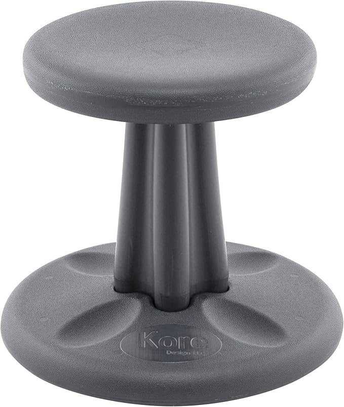 Kore Kids Preschool Wobble Chair - Flexible Seating Stool for Classroom, Preschool, Kindergarten & Elementary School - Age 4-5 yrs, Grey (12in) - LeafyLoom