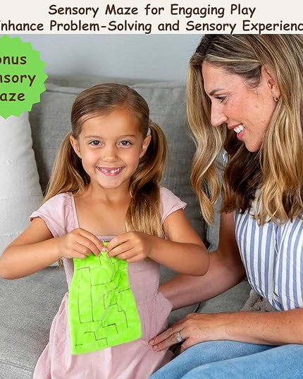 Sensory Mat Set - 9 Square 8.6-Inch Sensory Tiles for Sensory Wall, Floor & More - Mixed Colors & Textures Provide Fun Play-Based Learning for Kids Ages 3-8 - Includes Sensory Maze & Storage Bag - LeafyLoom