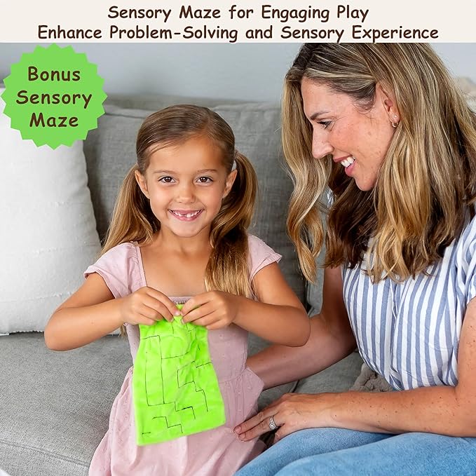 Sensory Mat Set - 9 Square 8.6-Inch Sensory Tiles for Sensory Wall, Floor & More - Mixed Colors & Textures Provide Fun Play-Based Learning for Kids Ages 3-8 - Includes Sensory Maze & Storage Bag - LeafyLoom