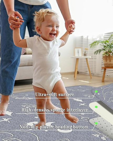 Eanpet Large Playroom Rug for Kids Glow in The Dark Star Area Rugs for Boys Girls Toddlers Bedroom Decorative 5x7 Grey Play Mat for Babies 1-3 Years - LeafyLoom