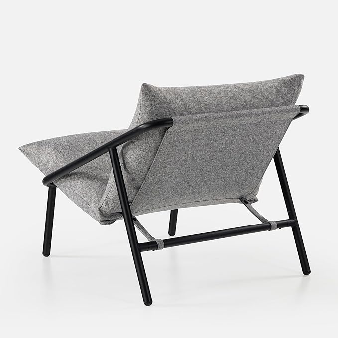ZINUS Ada Sling Accent Chair, Metal Framed Armchair with Shredded Foam Cushioning, Light Grey - LeafyLoom