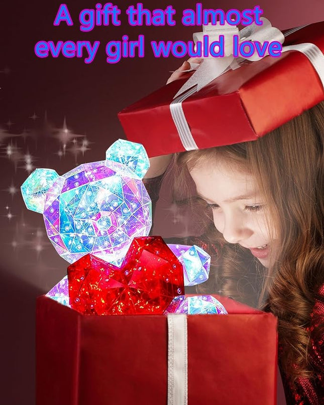 Glowing Teddy Bear,Teen Girl Gifts Trendy Stuff,LED Lights Up Bear Night Light,Galaxy Bear Lamp Bedrooms Bedside Nursery Decor Lights,Unique Gift for Woman Girls Kids Mon with Transparent Gift Box - LeafyLoom