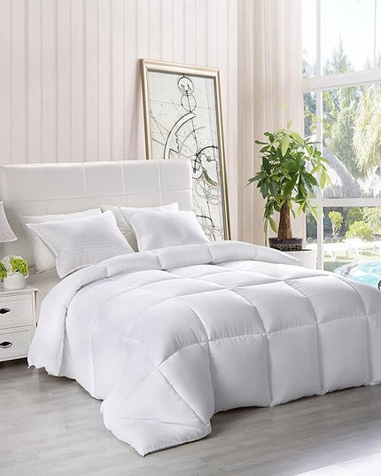 Utopia Bedding Comforter – All Season Comforter Full Size – White Comforter Full - Plush Siliconized Fiberfill - Box Stitched - LeafyLoom