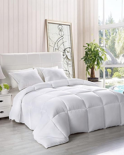 Utopia Bedding Comforter - All Season Comforters Queen Size - Plush Siliconized Fiberfill - White Bed Comforter - Box Stitched - LeafyLoom