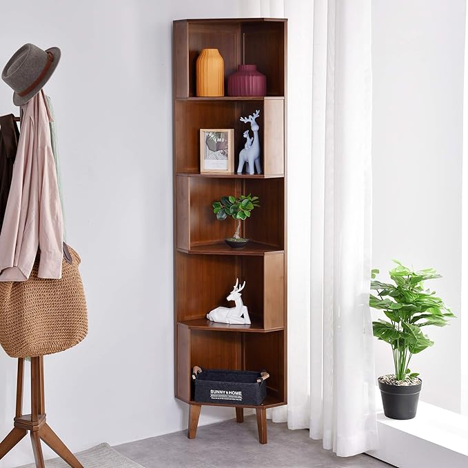5-Bookcase Industrial Cube Shelf Corner Bookshelf Display Storage Tall Multifunctional Stand for Home Office Living Room Decoration… - LeafyLoom