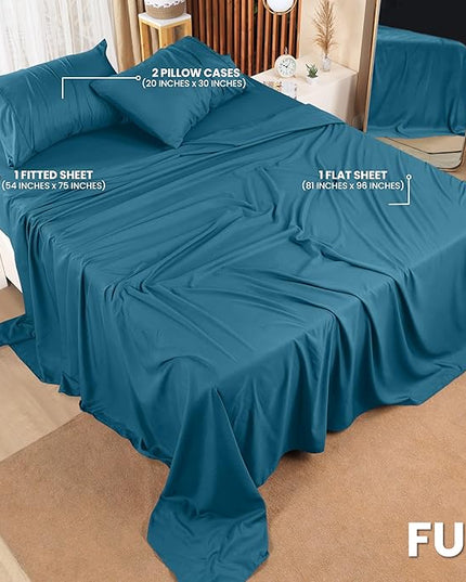 Utopia Bedding Full Bed Sheets Set - 4 Piece Bedding - Brushed Microfiber - Shrinkage and Fade Resistant - Easy Care (Full, Denim Blue) - LeafyLoom