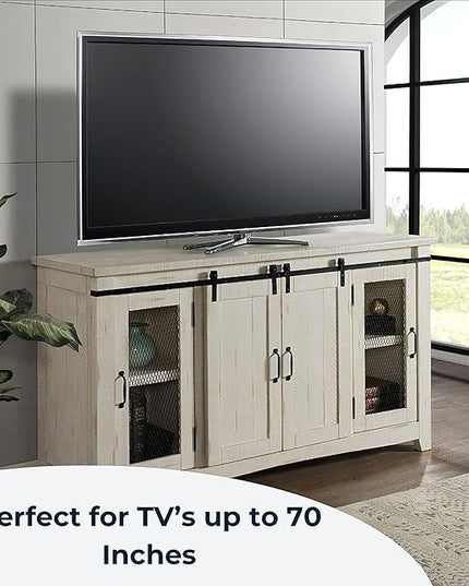 Martin Svensson Home Aspen 65" Solid Wood TV Stand, All Antique White - LeafyLoom