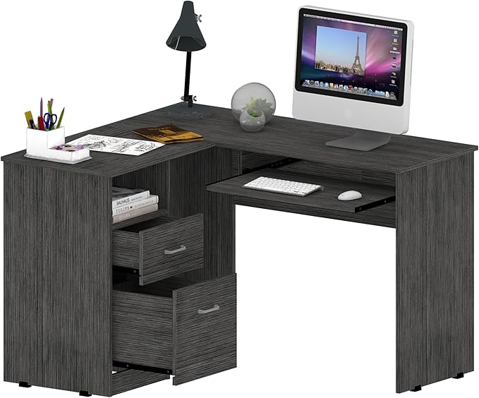 NicBex Kimberly-DW-00198-LWJ Home Office Desks, 47.2"x41.3"x30.4", Smokey Oak - LeafyLoom