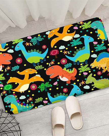 Dino Rugs for Boys Room Kids Play Rug Dinosaur Play Rug Dinosaur Carpet Dinosaur Rug Dinosaur Cartoon Carpet for Boys and Girls Bedroom Classroom,Black 2'×3' - LeafyLoom