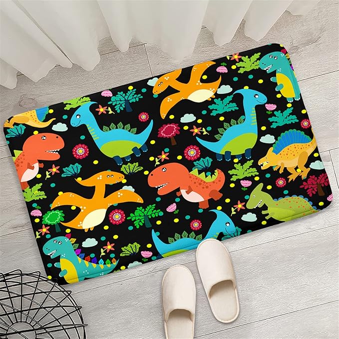 Dino Rugs for Boys Room Kids Play Rug Dinosaur Play Rug Dinosaur Carpet Dinosaur Rug Dinosaur Cartoon Carpet for Boys and Girls Bedroom Classroom,Black 2'×3' - LeafyLoom
