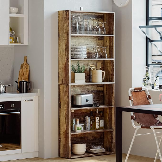 IRONCK Bookshelves and Bookcases Floor Standing 6 Tier Display Storage Shelves 70in Tall Bookcase Home Decor Furniture for Home Office, Living Room, Bed Room - LeafyLoom