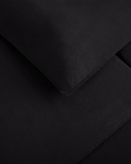 SERTA Simply Clean Ultra Soft Hypoallergenic Solid 3 Piece Comforter Set, Full/Queen, Black - LeafyLoom