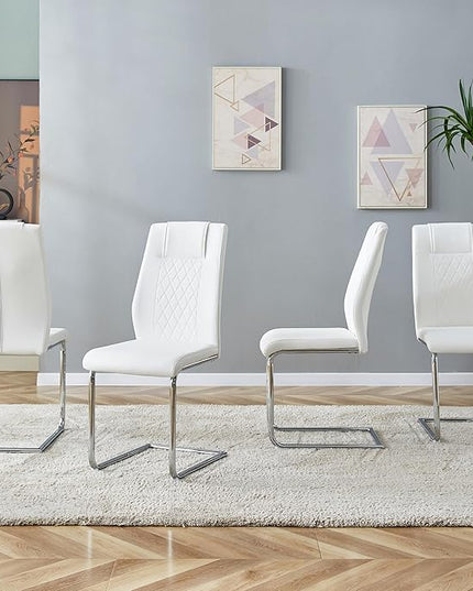 NicBex Haerin-SD-00311-LWJ Dining Chairs, 16"x19"x38", White and Silver - LeafyLoom