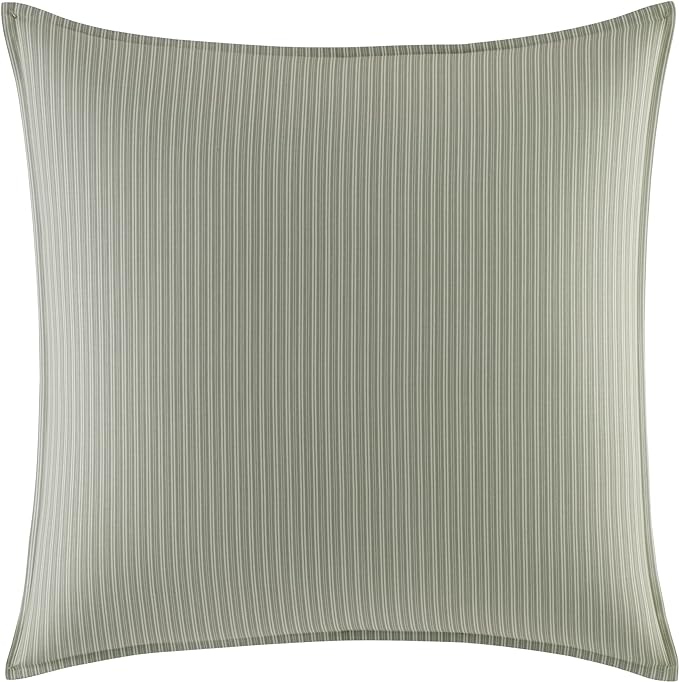 Laura Ashley - Queen Comforter Set, Reversible Cotton Bedding, Includes Matching Shams with Bonus Euro Shams & Throw Pillows (Natalie Sage/Off White, Queen) - LeafyLoom