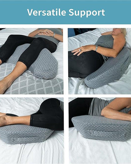Bedsore Positioning Pillow for Bedsore Prevention and Faster Recovery - Heat Regulating Bed Sore Cushion for Butt Lifting and Easy Positioning - 2X Non-Skid Removable Covers (Grey) - LeafyLoom