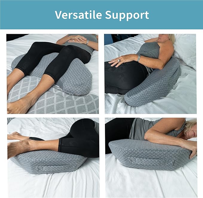 Bedsore Positioning Pillow for Bedsore Prevention and Faster Recovery - Heat Regulating Bed Sore Cushion for Butt Lifting and Easy Positioning - 2X Non-Skid Removable Covers (Grey) - LeafyLoom