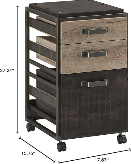 Bush Furniture Refinery 3 Drawer Mobile File Cabinet, Rustic Gray (RFF116RG-03) - LeafyLoom