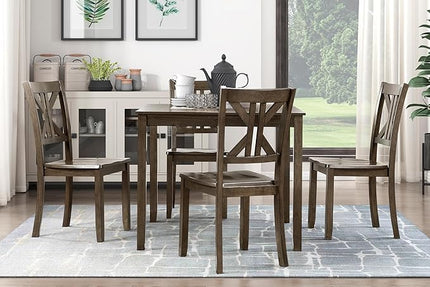 NicBex Dining Table Set for 4 Kitchen & Dining Room Tables 5Pc Dining Set Table and 4 Side Chairs X-Back Design Kitchen Dining Furniture Wooden Transitional Breakfast, Brown Mix - LeafyLoom