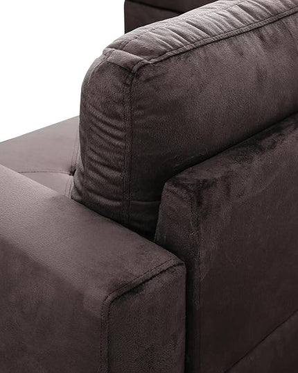 L-Shaped Sectional Couches with 66.5'' Chaise Lounge & Storage Ottoman Modular Room Sofas for Home Office Apartment, Large Living Furniture, 97'' Left Hand Facing, Espresso Flannel - LeafyLoom