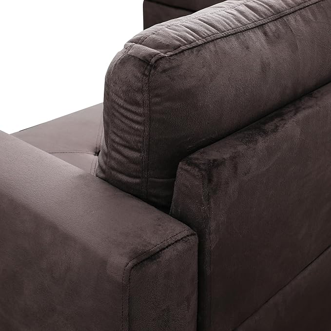 L-Shaped Sectional Couches with 66.5'' Chaise Lounge & Storage Ottoman Modular Room Sofas for Home Office Apartment, Large Living Furniture, 97'' Left Hand Facing, Espresso Flannel - LeafyLoom