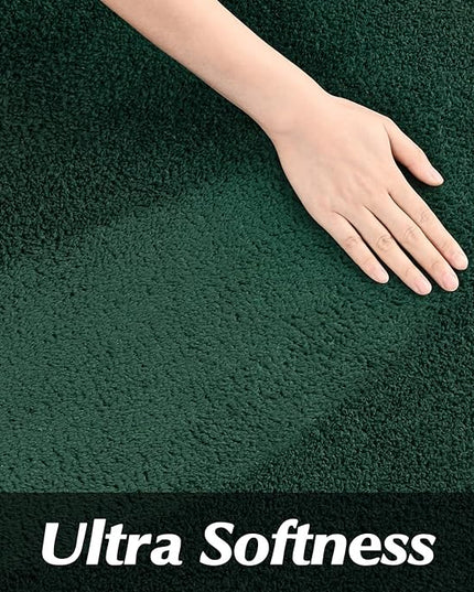 Round Area Rugs for Bedroom Living Room, 6x6 Dark Green Super Soft Comfy Thickened Memory-Foam Indoor Circle Carpet, Modern Aesthetic Minimalist Carpet for Boys Girls Adults Nursery Home Décor - LeafyLoom