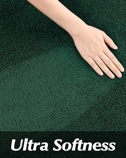 Round Area Rugs for Bedroom Living Room, 5x5 Dark Green Super Soft Comfy Thickened Memory-Foam Indoor Circle Carpet, Modern Aesthetic Minimalist Carpet for Boys Girls Adults Nursery Home Décor - LeafyLoom