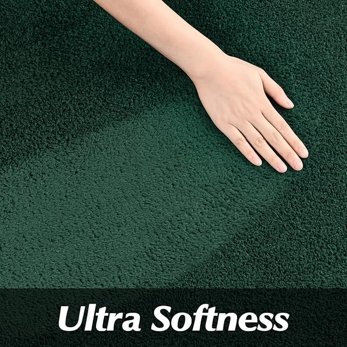 Round Area Rugs for Bedroom Living Room, 5x5 Dark Green Super Soft Comfy Thickened Memory-Foam Indoor Circle Carpet, Modern Aesthetic Minimalist Carpet for Boys Girls Adults Nursery Home Décor - LeafyLoom