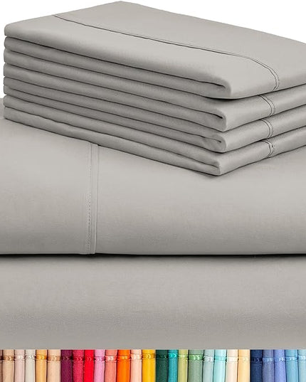 LuxClub 6 PC King Sheet Set, Breathable Luxury Bed Sheets, Deep Pockets 18" Wrinkle Free Cooling Bed Sheets Machine Washable Hotel Bedding Silky Soft - Light Taupe King - LeafyLoom