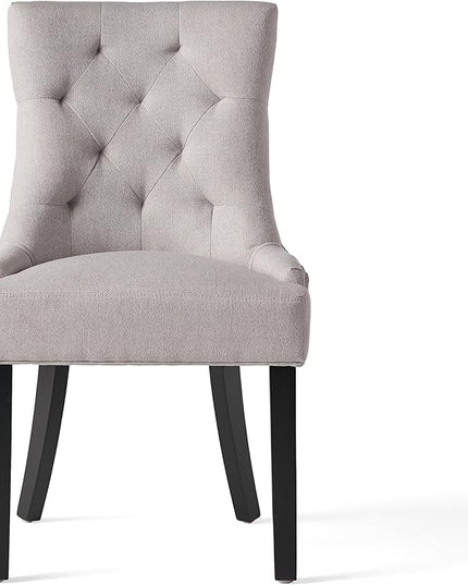 Hayden Fabric Dining Chairs, 2-Pcs Set,Polyester, Light Grey - LeafyLoom