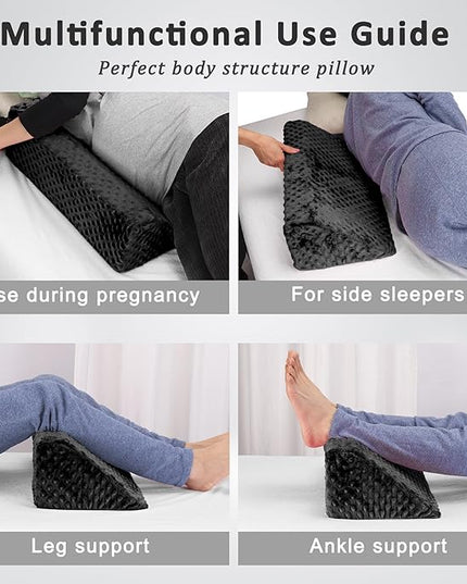 Wedge Pillow for Side Sleeping, Body Positioning Foam Wedge Pillow, Side Wedge Pillow for Sleeping Non-Slip Back Positioning Pillow for Bed Sore Wedge (Black) - LeafyLoom