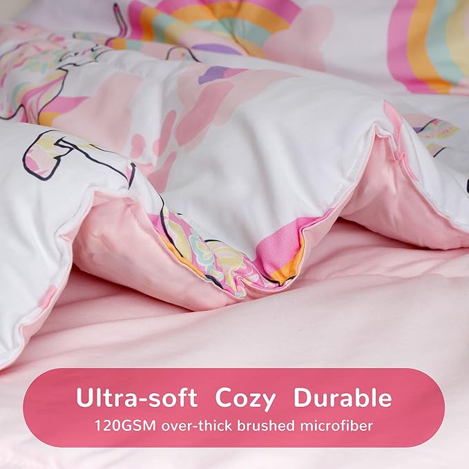 SLEEP ZONE Kids Unicorn Bedding Twin Comforter Set - Super Soft & Cute Printed 2-Piece Comforter Set All Seasons for Girls, Fade Resistant, Machine Washable, Pink Unicorn - LeafyLoom