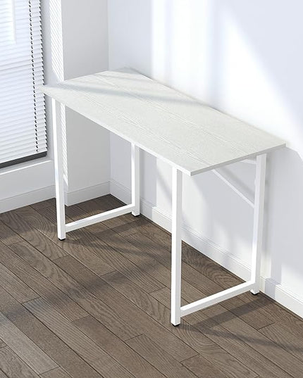 Folding Desk 47 inch No Assembly Required Home Office Table, Writing Gaming Computer Camping Desk, White - LeafyLoom