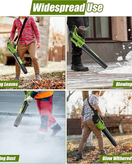 Cordless Leaf Blower - 105 MPH/530CFM, 40V Brushless Electric Leaf Blower with Turbine Fan Technology, 2X 5.0Ah Batteries and Charger with Shoulder Strap for Lawn Care, Yard, Garage Cleaning - LeafyLoom