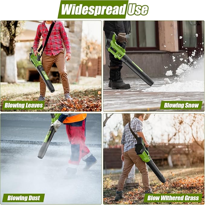 Cordless Leaf Blower - 105 MPH/530CFM, 40V Brushless Electric Leaf Blower with Turbine Fan Technology, 2X 5.0Ah Batteries and Charger with Shoulder Strap for Lawn Care, Yard, Garage Cleaning - LeafyLoom
