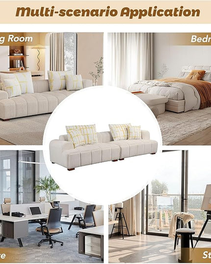 Oversized 4 Seaters Corduroy Upholstery Modular Cloud Sectional Sofa Couch,Modern Living Room Deep Seat Upholstered TV Sofa&Couch with 4PCS Pillows and Rubber Wood Legs for Home Apartment - LeafyLoom