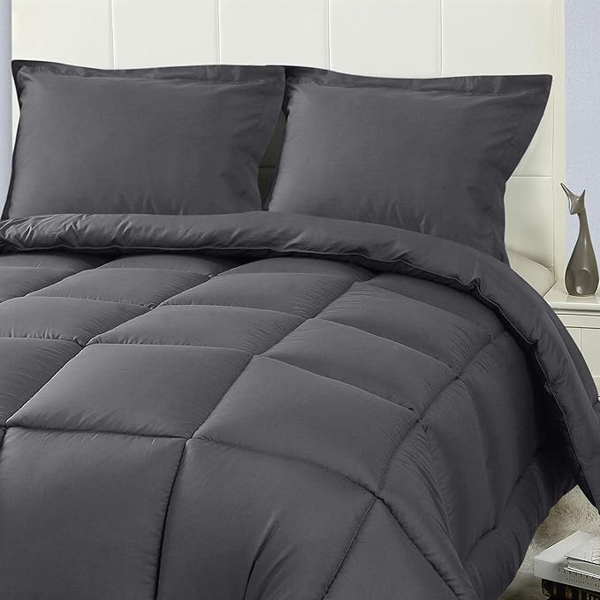 Utopia Bedding King Size Comforter Set with 2 Pillow Shams, Bedding Comforter Sets, Down Alternative Grey Comforter, Soft and Comfortable, Machine Washable (Pack of 3) - LeafyLoom