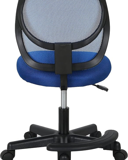 Amazon Basics Kids Adjustable Mesh Low-Back Swivel Study Desk Chair with Footrest, Blue - LeafyLoom