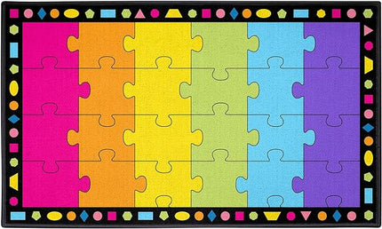 Booooom Jackson Large Classroom Rug Colorful Puzzle Classroom Carpet 7'5"x13'Area Rug with Non-Slip Backing School Classroom Seating Carpet Elementary(shense-4023) - LeafyLoom