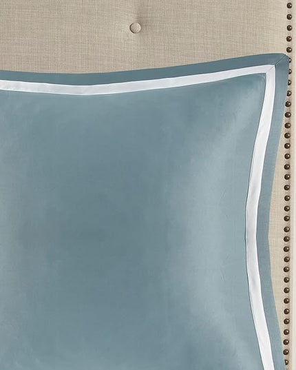 Madison Park Odette Cozy Comforter Set Jacquard Damask Medallion Design - Modern All Season, Down Alternative Bedding, Shams, Decorative Pillows, Queen(90 in x 90 in), Aqua - LeafyLoom