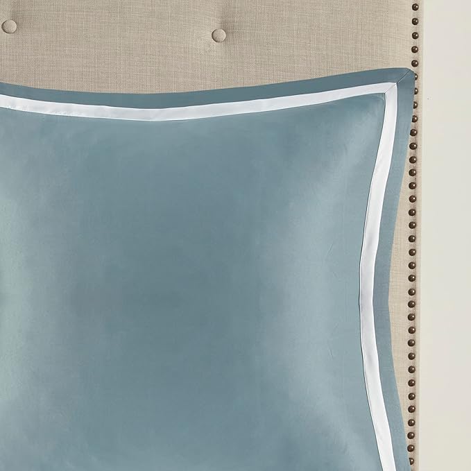 Madison Park Odette Cozy Comforter Set Jacquard Damask Medallion Design - Modern All Season, Down Alternative Bedding, Shams, Decorative Pillows, Queen(90 in x 90 in), Aqua - LeafyLoom