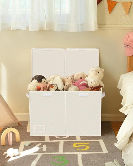 GRANNY SAYS Toy Chest with Lids, Foldable Toy Storage Organizer with Handles, Stuffed Animal Storage for Nursery Room Playroom, Living Room, Large Toy Box for Boys and Girls, Light Brown - LeafyLoom