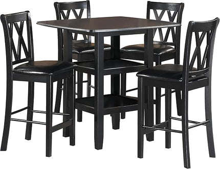 Lexicon Skyway 5-Piece Counter Height Dining Set, Black - LeafyLoom