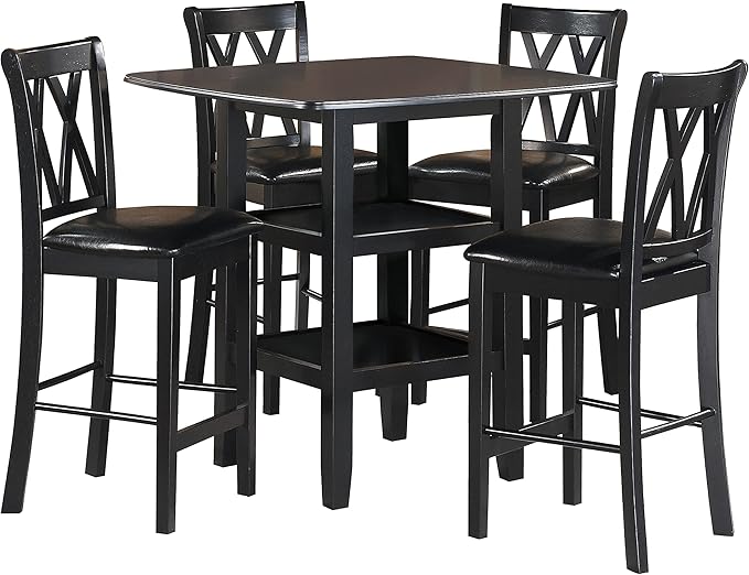 Lexicon Skyway 5-Piece Counter Height Dining Set, Black - LeafyLoom