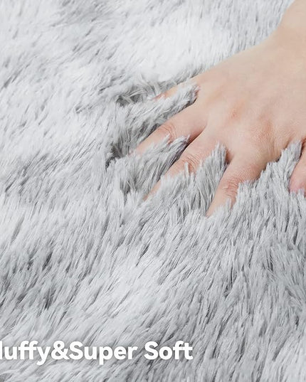 YOBATH Fluffy Rugs for Living Room, Shag Area Rugs for Bedroom 4x6 Feet, Indoor Modern Bedside Rug for Kids Girls Boys Room, Shag Carpet for Dorm Nursery Room, Light Grey - LeafyLoom