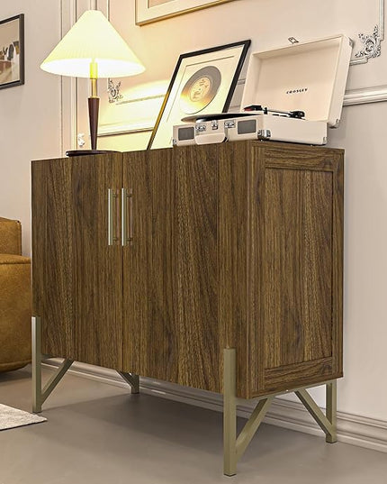 roomfitters 39” Sideboard Buffet Cabinet with Storage, Accent Cabinet with 2 Doors, Modern Mid-Century Credenza, Dark Walnut Furniture for Kitchen, Entryway, Living Room - LeafyLoom