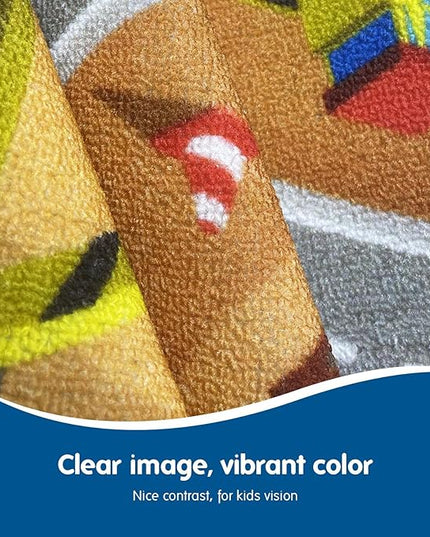 Booooom Jackson Construction Car Rug Play Mat, Non-Slip Kids Rug,Car Play Rug,Construction Rug Play Car Mat,Car Play Carpet,Construction Road Rug,Construction Site Rug,Construction Vehicle Play Mat - LeafyLoom